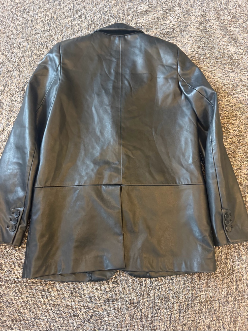 Zara Black Faux Leather Single-Button Blazer Women’s Size XS - Picture 3 of 10